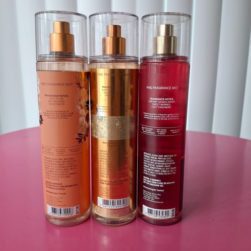 Bath & Body Works FALL IN BLOOM GOLDEN SUNFLOWER SUNRISE WOODS Mist 8oz Set of 3 - Picture 2 of 3